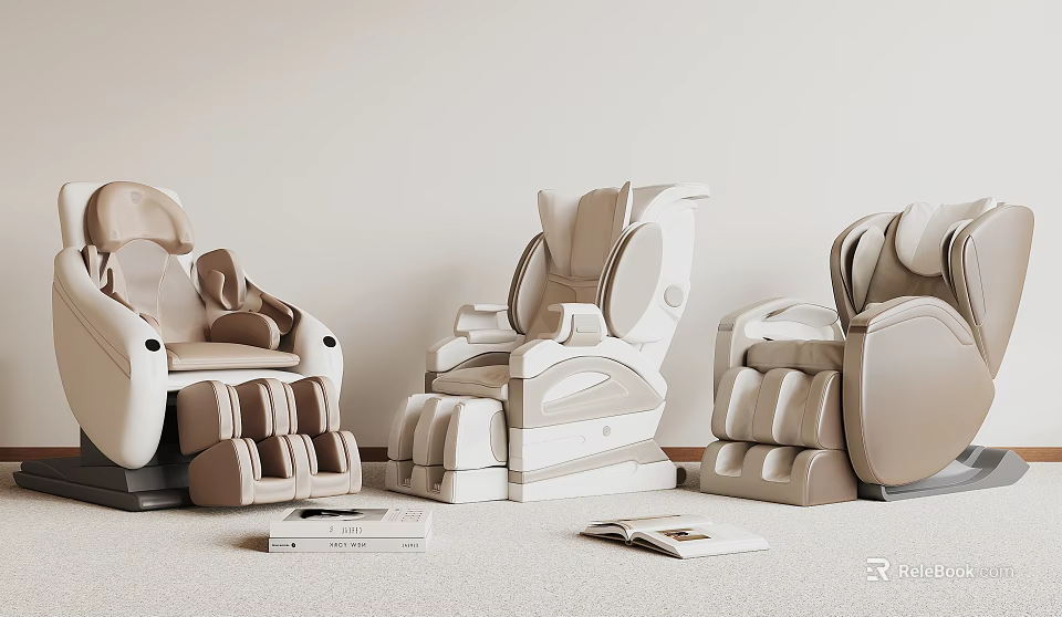 Modern Beige And White Massage Chairs With Comfortable Design For Indoor Relaxation 3d model 