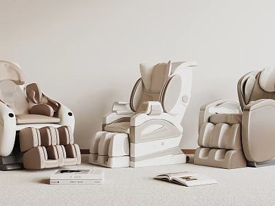 Modern Beige And White Massage Chairs With Comfortable Design For Indoor Relaxation 3d model