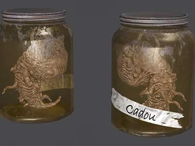 Ceramic Vessels Inside Glass Jars With Candou Label And Vintage Design 3d model