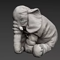 Gray Stuffed Elephant Toy with Textured Surface and Detailed White Tusks