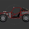 Off Road Dune Buggy With Red Tubular Frame Two Black Seats And Large Tires