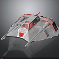 Futuristic 3D Spacecraft Model With White And Red Aerospace Design For Space Exploration