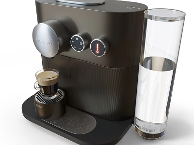 Modern Black Coffee Machine With Control Buttons And Glass Cup In Kitchen Setting 3d model