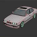 Classic White BMW Sedan With Sleek Body Lines And Black Wheels