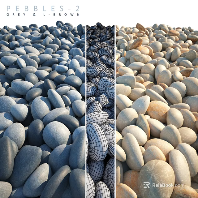 Garden Decor With Dark Light And Mesh Patterned Smooth Pebbles For Landscaping 3d model 