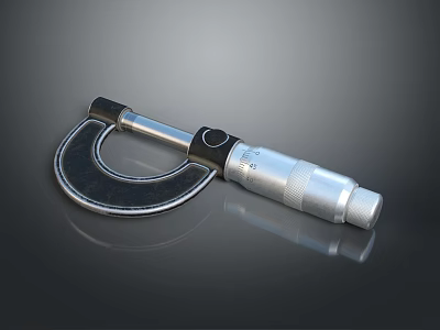 Stainless Steel Micrometer Precision Measuring Tool With Thimble And Anvil 3d model