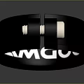 Black Circular Furniture Clamp With White COOW AN Letters And Metal Fixture