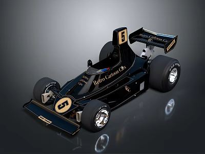 Black F1 Racing Car Featuring Number 5 John Player Special Gulf Logo Streamlined Body 3d model