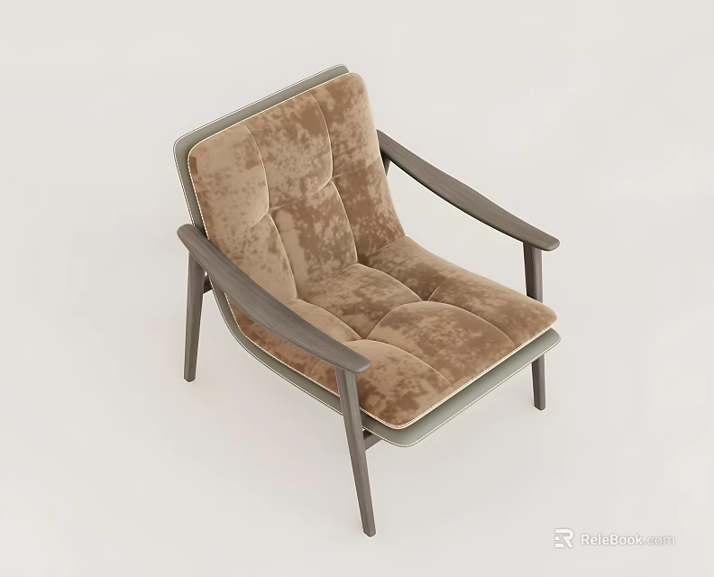 Modern Brown Padded Accent Chair With Dark Armrests And Comfortable Fabric 3d model 