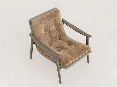 Modern Brown Padded Accent Chair With Dark Armrests And Comfortable Fabric 3d model