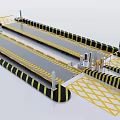 Commercial Vehicle Weighing Equipment With Lane Barriers Yellow Black Warning Stripes And Detection System