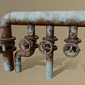Rusted Metal Pipes With Vintage Valves And Industrial Texture