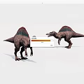 Two Brown Dinosaurs With Red And Blue Spiked Sails In 3D Rendering 3d model