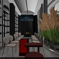 Modern SPA Sauna Relaxation Area With Comfortable Seating Green Plants And Large Windows