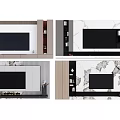 Elegant Modern TV Wall Design With Marble Texture And Storage Shelves 3d model