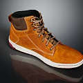 Brown High Top Leather Shoes With White Sole Brown Laces And Black Lining Details