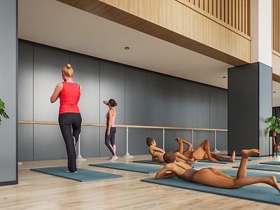 Modern Yoga Room Dance Practice Room model