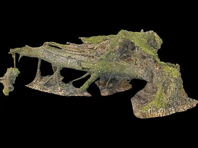 Stone Wood Moss Covered Natural Decorative Structure with Rustic Texture and Organic Design 3d model