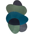 Modern Abstract Shaped Rug With Green Blue And Dark Gray Irregular Patterns 3d model