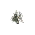 Black Vase Floral Arrangement with White Calla Lilies Orchids Tulips and Monstera Leaves