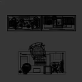 Modern Office Desk And Chair Set With Laptop Bookshelf Table Lamp And Decorations
