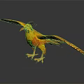 Vibrant Colorful Bird Figurine with Spread Wings and Detailed Feathers on Dark Background