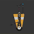 Yellow Mechanical Robot With Mechanical Arm Antenna And Blue Light Circular Eye