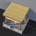 Traditional Pavilion With Wooden Roof Stone Railings And Classical Columns Structure Design