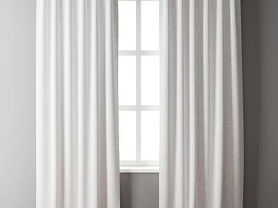 White Curtains For Window Interior With Soft Texture And Modern Design 3d model
