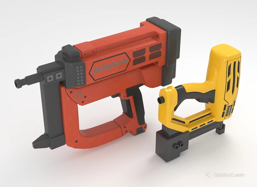 Professional Red And Yellow Hardware Nail Guns For Construction Use 3d model 