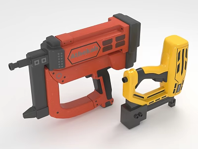 Professional Red And Yellow Hardware Nail Guns For Construction Use 3d model