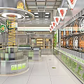 Modern Dessert Shop Interior With Open Layout Dessert Display Counter And Menu Screens 3d model