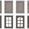Various Light Colored Door Panels And Window Panes With Decorative Designs 3d model