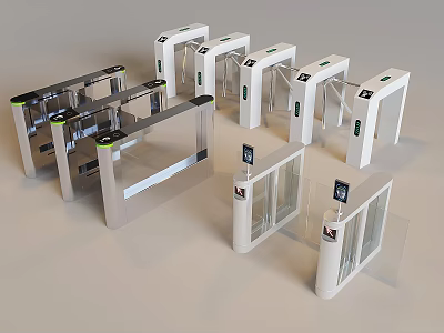Various Models White Automatic Turnstiles For Public Facility Access Control 3d model