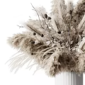 Textured White Ceramic Vase With Dried Pampas Grass And Natural Flower Arrangement