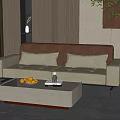 Modern Double Sofa Double Sofa Coffee Table Combination 3d model