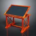 Wooden Drawing Board Stand With Black Surface And Stable X Shaped Frame For Home Use