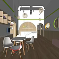 Kindergarten Interior With Wooden Cabinets Circular Reception Desk Pendant Lights And Colorful Stools
