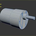 Industrial Silver Cylindrical Mechanical Part With Mounting Holes And Metal Shaft