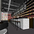 Contemporary Bar Interior With Brick Wall Bar Counter Stools And Illuminated Alcohol Bottle Shelves