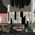 Duplex Living Room Elegant Interior With Modern Chandelier Large Window Comfy Sofa And Green Plant