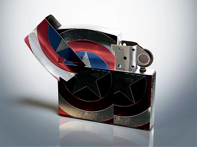 Captain America Shield Themed USB Drive With Red White Blue Design And Metallic Case 3d model