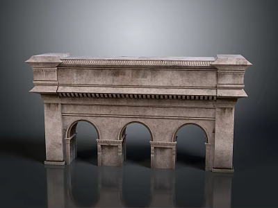 Historic Stone Arch Structure in Scenic Landscape With Three Arches and Textured Surface 3d model