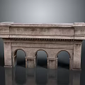 Historic Stone Arch Structure in Scenic Landscape With Three Arches and Textured Surface 3d model