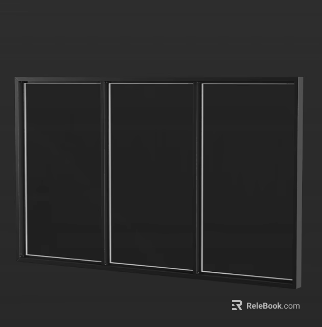 Modern Three Panel Casement Window With Black Frame Glass Panels Sleek Structure 3d model
