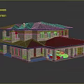 Two Story Brick House With Black Roof Garage Balcony And Car Design
