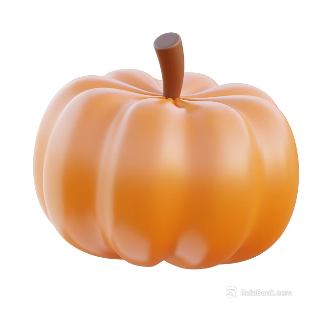 Fresh Organic Orange Pumpkin With Smooth Surface And Brown Stem 3d model 