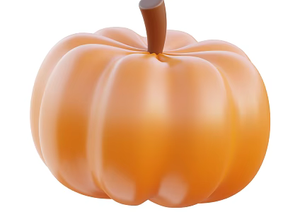 Fresh Organic Orange Pumpkin With Smooth Surface And Brown Stem 3d model