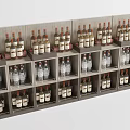 Organized Wine Cabinet With Multiple Shelves And Various Bottles On