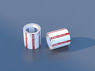 White Durable Adhesive Tape Rolls With Red Labels For Daily Use 3d model